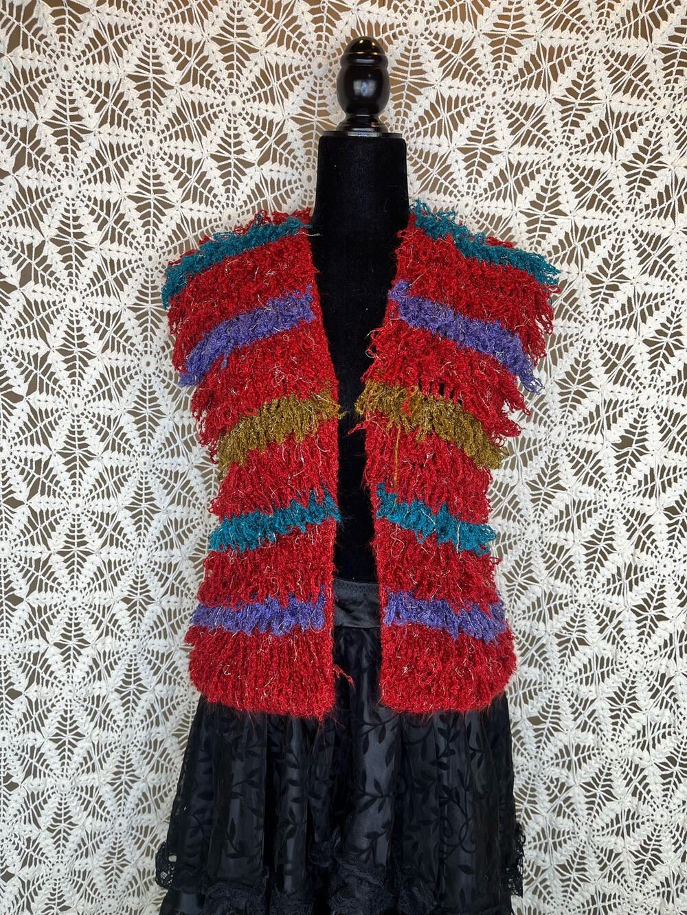 80’s Glamimbez For Static Riffin Hand Crochet Vest